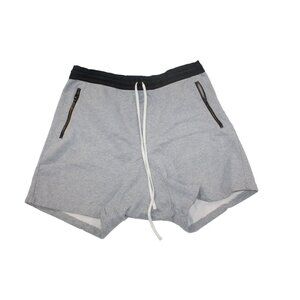 Mens Fear Of God Essentials Drop Crotch Terry Shorts Gray and Black Rare Large